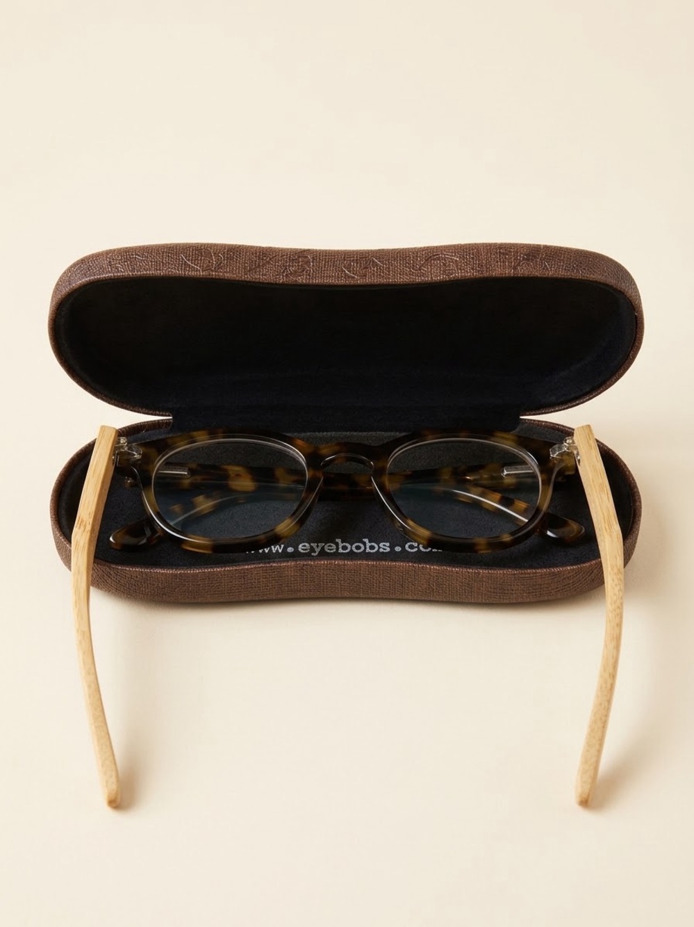 eyebobs 1.25 Readers Round Tortoise Shell Brown Plastic Full Rim Bamboo Arms